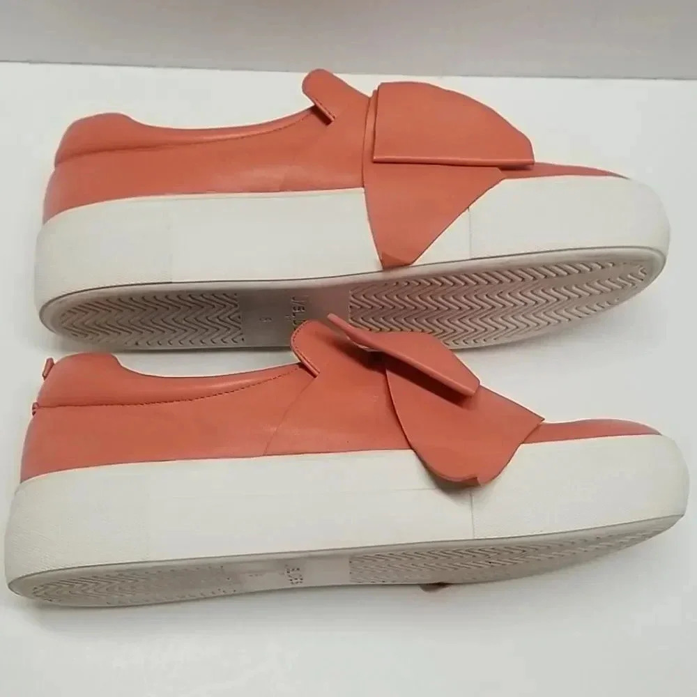 {J/SLIDES NYC} Beauty Bow Sneakersin Coral Pink Slip-on Loafers - Picture 10 of 15